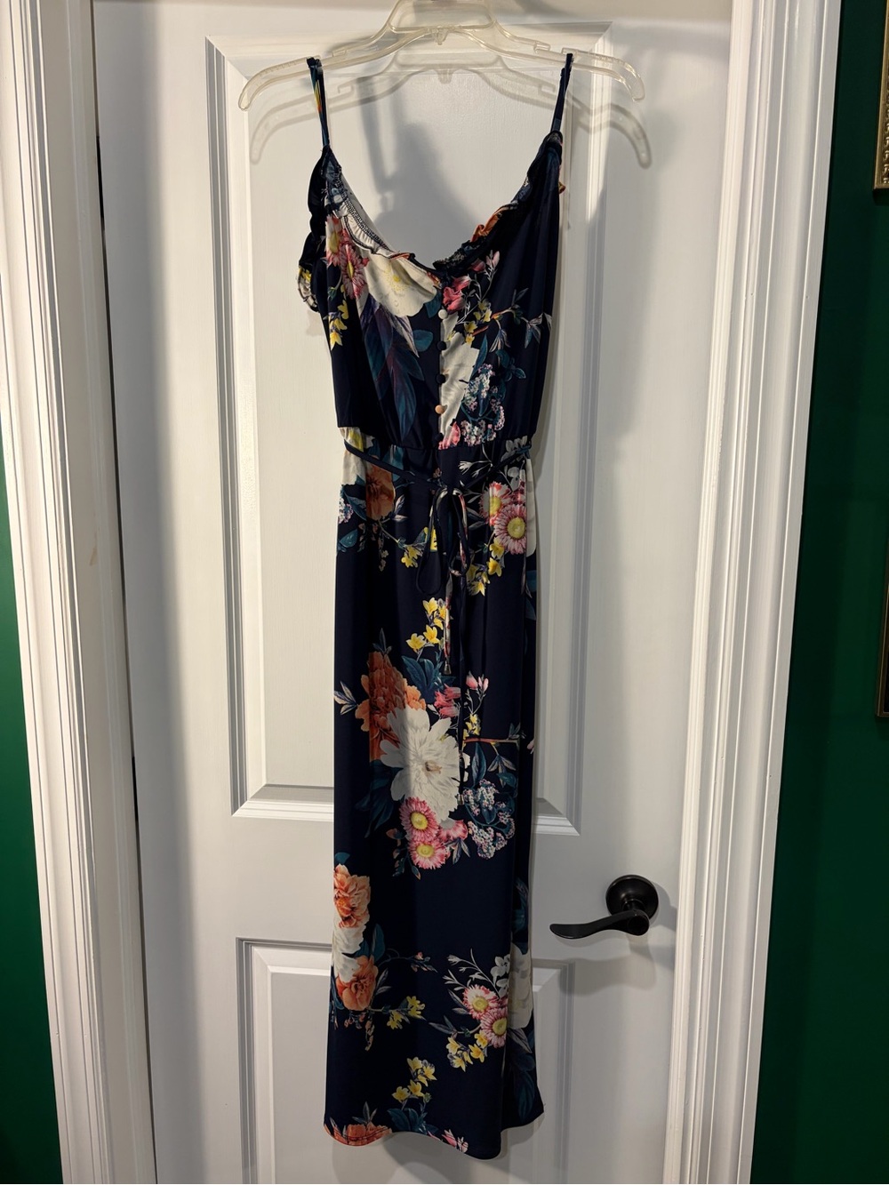 NWT Oasis Navy Floral Slip Maxi Dress Size Small